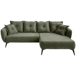 Ecksofa in Mikrofaser Olivgr&uuml;n 277/162 cm