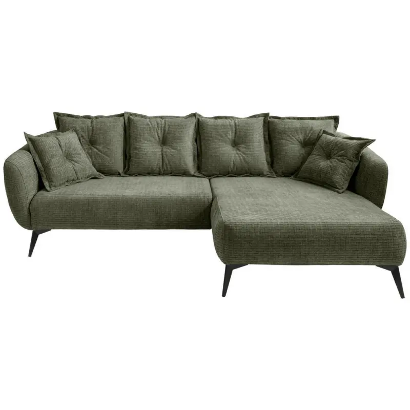 Ecksofa in Mikrofaser Olivgr&uuml;n 277/162 cm