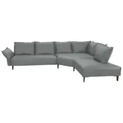 Ecksofa in Webstoff Dunkelgrau 340/272 cm
