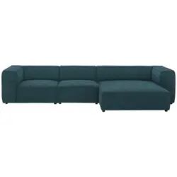 Ecksofa in Flachgewebe Blau 341/164 cm