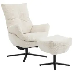 Relaxsesselset in Metall, Textil Schwarz, Beige