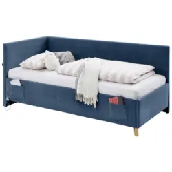 Polsterliege in Cord Blau