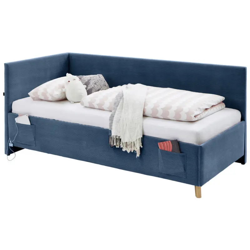 Polsterliege in Cord Blau