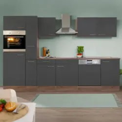 K&uuml;chenblock 310 cm in Grau, Eichefarben