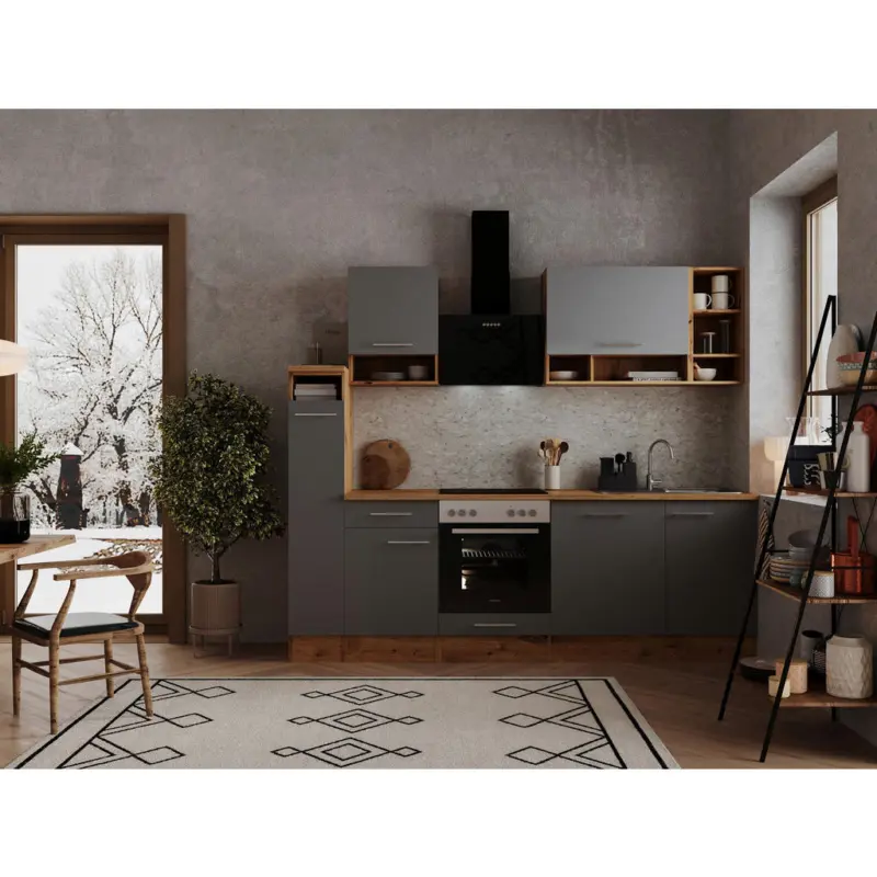 K&uuml;chenblock 250 cm in Eichefarben