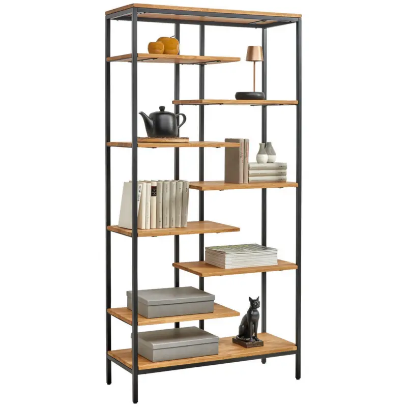 Regal 180/90/35 cm Schwarz, Eichefarben