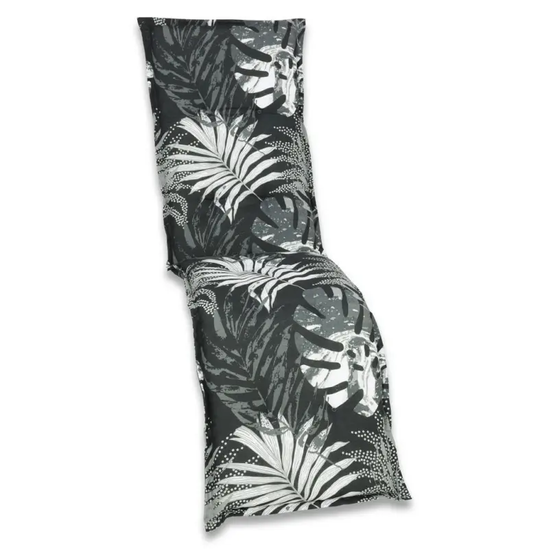 Relaxsesselauflage in Grau, Schwarz, Wei&szlig; Bl&auml;tter