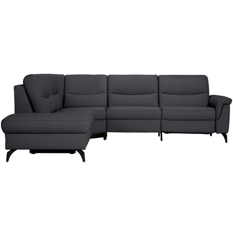 Ecksofa in Echtleder Dunkelblau 249/280 cm