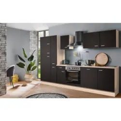 K&uuml;chenblock 300 cm in Dunkelbraun, Sonoma Eiche