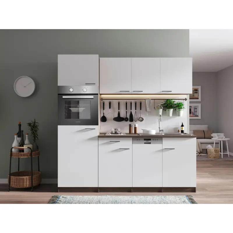 K&uuml;chenblock 205 cm in Wei&szlig;