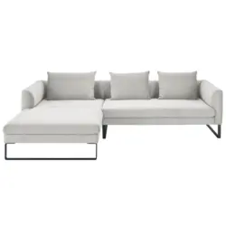 Ecksofa in Cord Hellgrau 178/284 cm