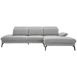 Ecksofa in Chenille Grau 289/180 cm