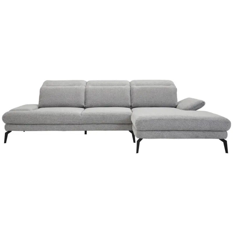 Ecksofa in Chenille Grau 289/180 cm