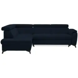 Ecksofa Prag in Mikrofaser Dunkelblau 203/260 cm