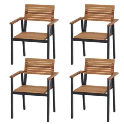 Gartensessel-Set in Holz, Metall Naturfarben