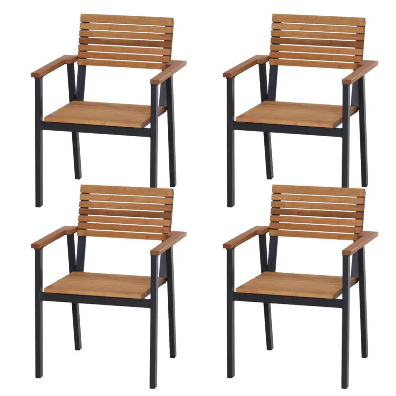 Gartensessel-Set in Holz, Metall Naturfarben