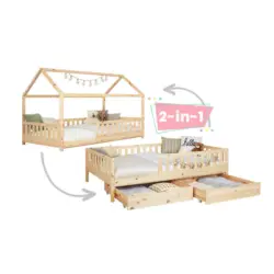 Stauraumbett 120/200 cm in Naturfarben