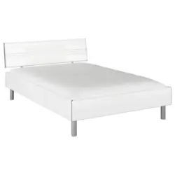 Bett 140/200 cm in Wei&szlig; Hochglanz