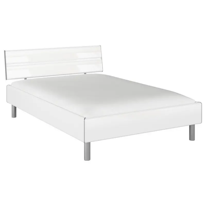 Bett 140/200 cm in Wei&szlig; Hochglanz