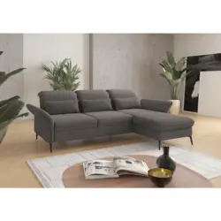 Ecksofa in Flachgewebe Graphitfarben 264/198 cm