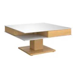 Couchtisch in Holz, Glas, Holzwerkstoff 90/90/43 cm