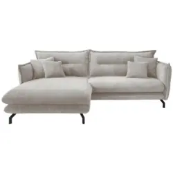 Ecksofa in Cord Silberfarben 180/255 cm