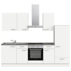 K&uuml;chenblock 270 cm in Wei&szlig;, Schieferfarben