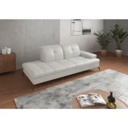 R&eacute;camiere in Vliesstoff Kombination Echtleder/Stoff Wei&szlig;