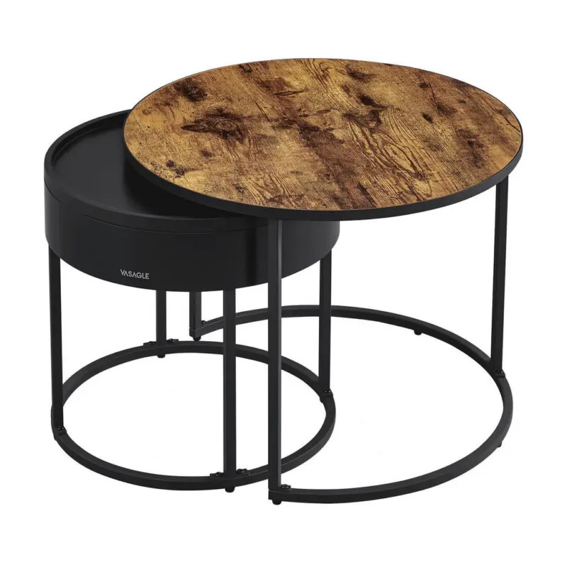 Couchtisch in Metall, Holzwerkstoff