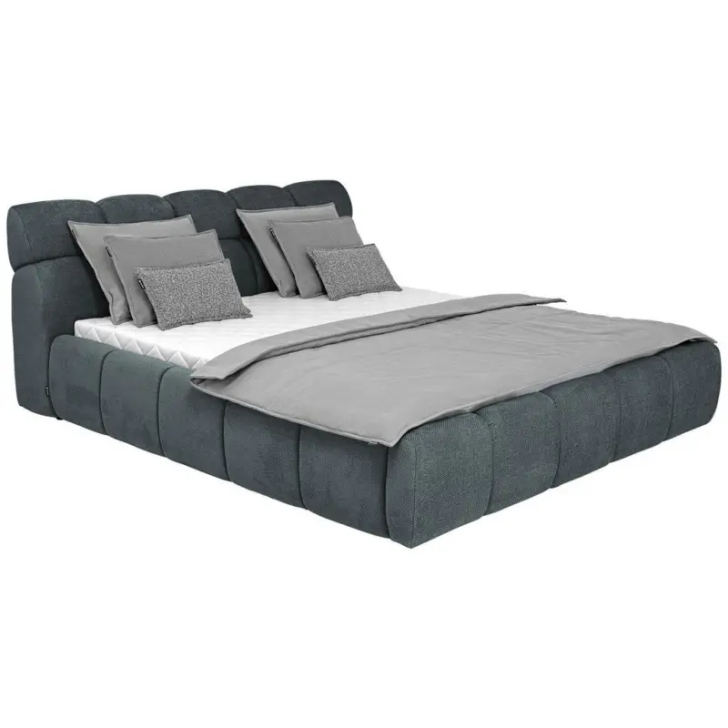 Polsterbett Petrol, Graublau 160/200 cm