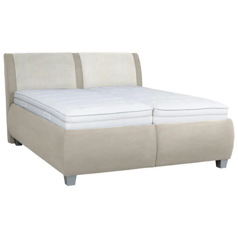 Polsterbett Matratze, Lattenrost, Bettkasten Creme 160/200 cm