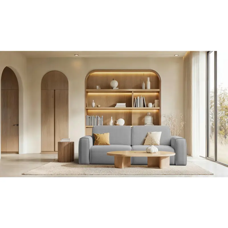 Schlafsofa Tuzzi in Velours Hellgrau