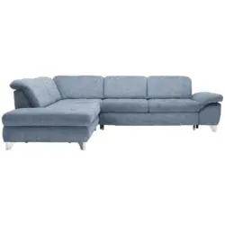 Ecksofa in Webstoff Hellblau 260/319 cm