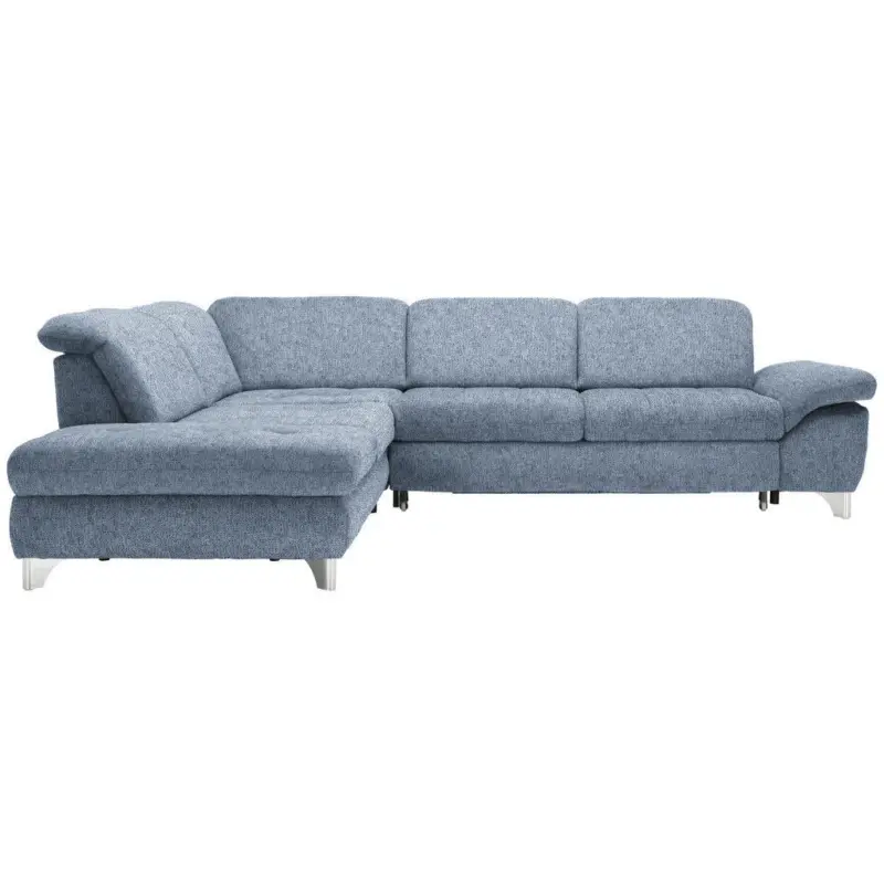 Ecksofa in Webstoff Hellblau 260/319 cm
