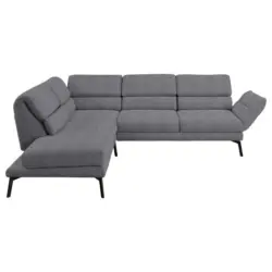 Ecksofa in Flachgewebe Grau 212-253/256-363 cm