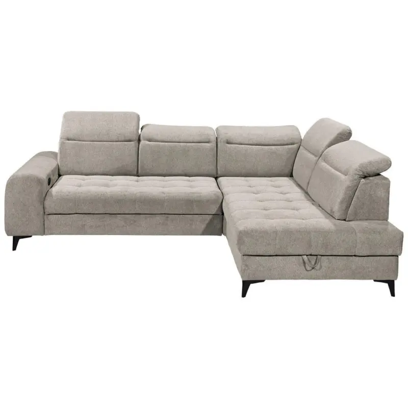 Ecksofa in Webstoff Grau 282/200 cm