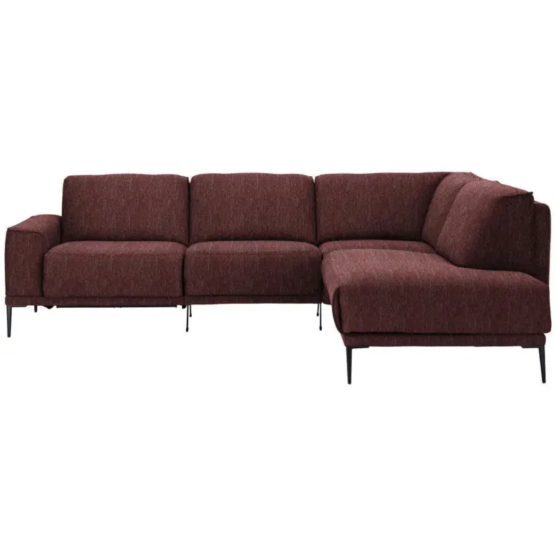 Ecksofa in Flachgewebe Weinrot 260/210 cm