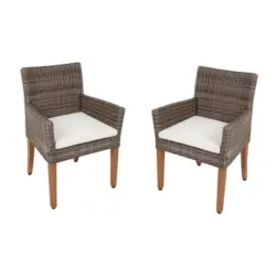 Gartensessel Holz, Metall, Kunststoff, Textil Naturfarben, Beige