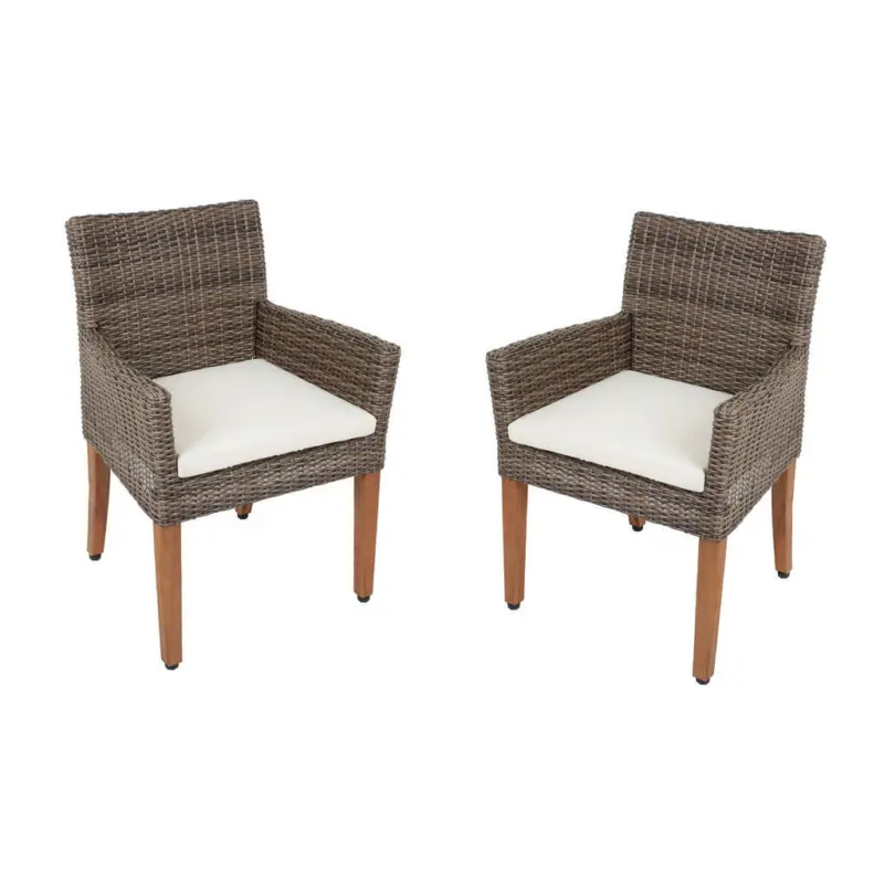 Gartensessel Holz, Metall, Kunststoff, Textil Naturfarben, Beige