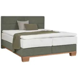 Boxspringbett 160/200 cm in Eichefarben, Dunkelgr&uuml;n