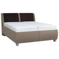 Polsterbett Matratze, Lattenrost, Bettkasten Graubraun 180/200 cm