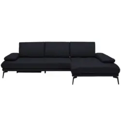 Ecksofa in Echtleder Schwarz 273/187 cm