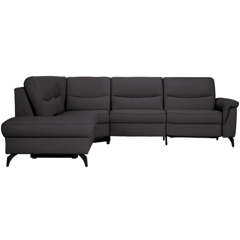 Ecksofa in Echtleder Schwarzbraun 249/280 cm