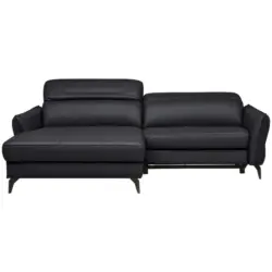 Ecksofa in Echtleder Schwarz 175/246 cm