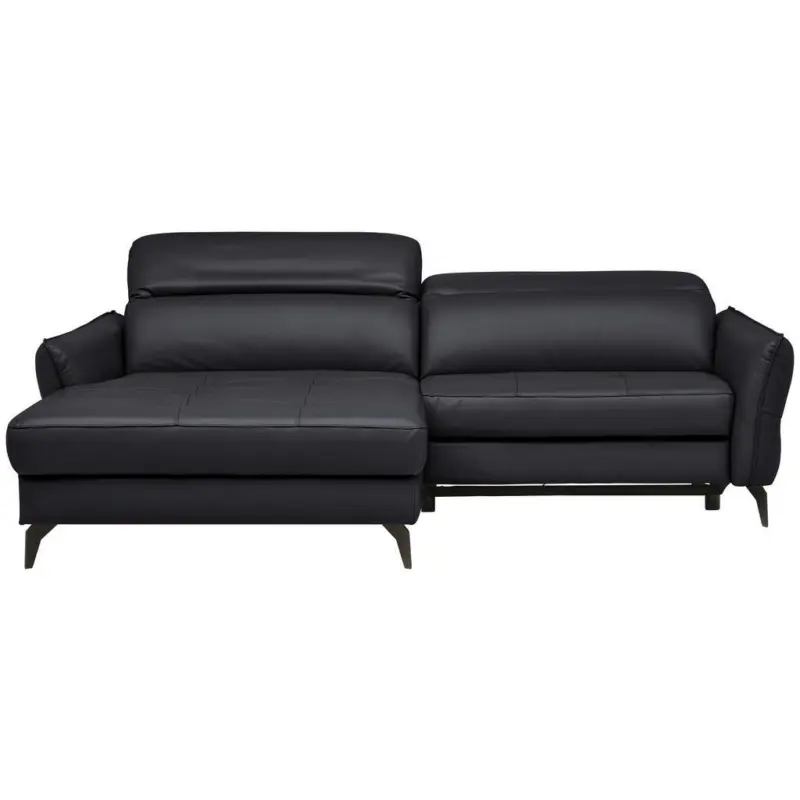 Ecksofa in Echtleder Schwarz 175/246 cm