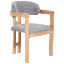 Armlehnstuhl in Holz, Textil Grau, Eichefarben