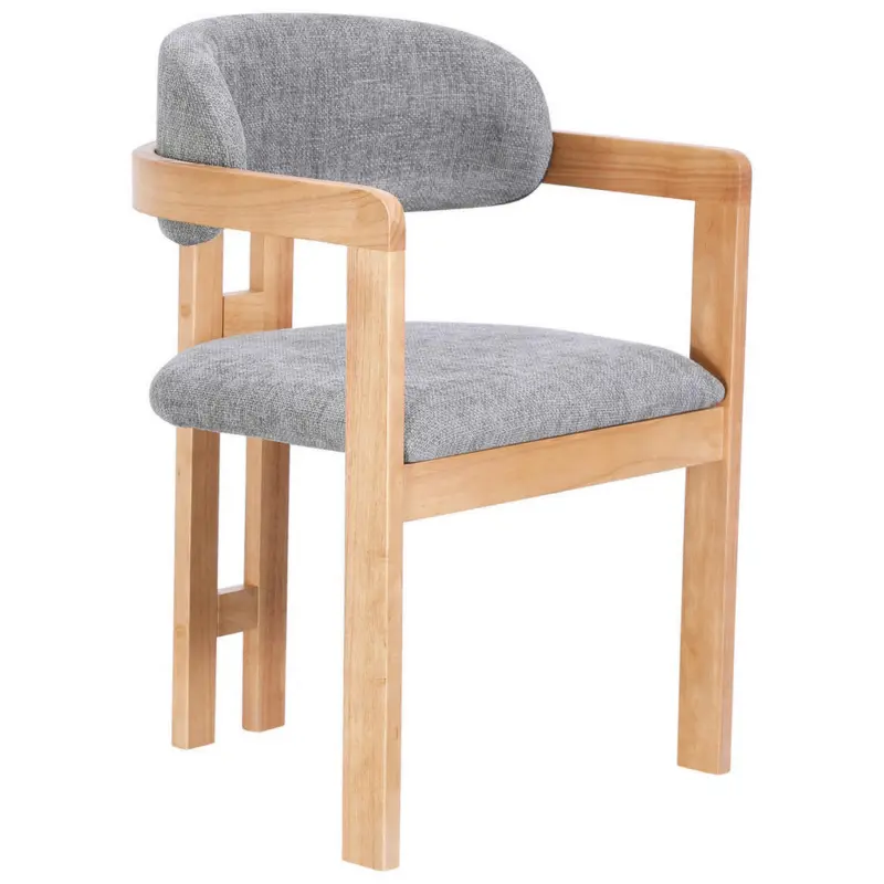 Armlehnstuhl in Holz, Textil Grau, Eichefarben