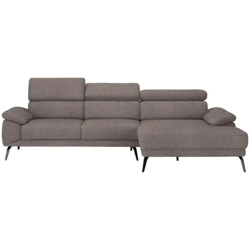 Ecksofa in Velours Graubraun 295/187 cm