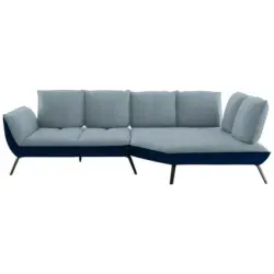 Ecksofa in Flachgewebe Blau 320/169 cm