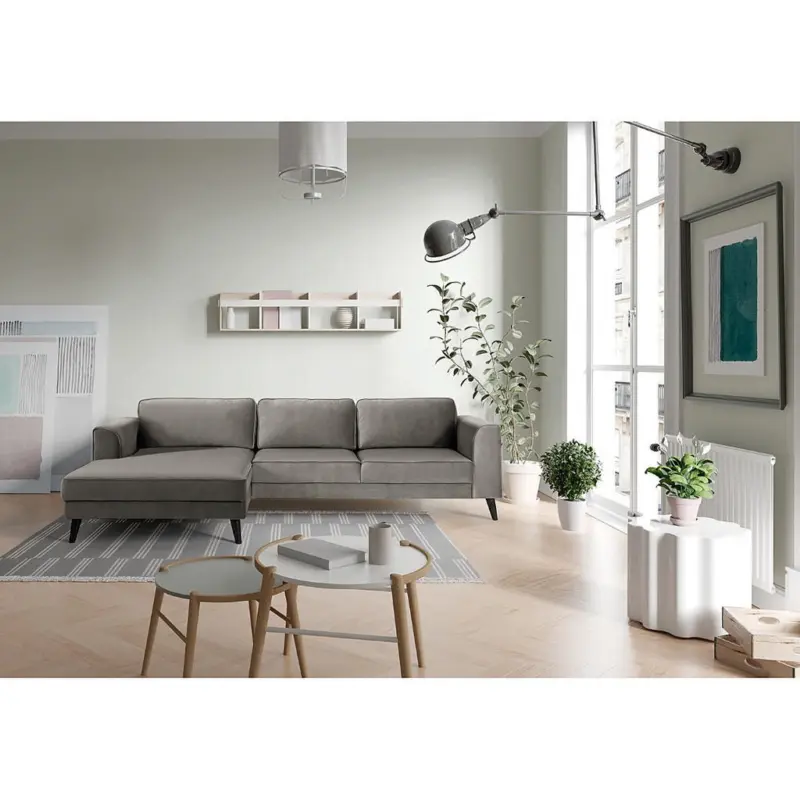 Ecksofa in Samt, Velours Grau 167/280 cm